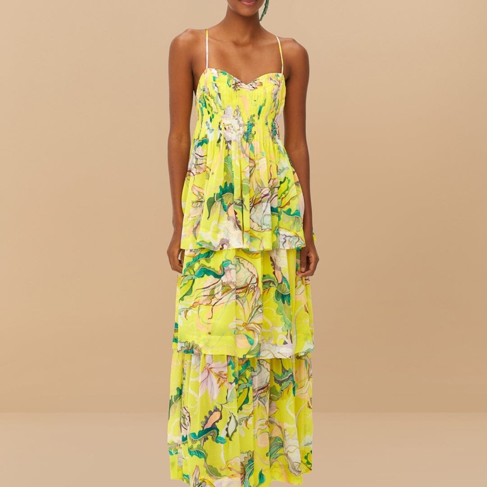NWT FARM Rio Bright Yellow Floral Dress COMES WITH ORIGINAL BOX